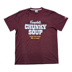 Homage Campbell's Chunky Soup Retro Logo Graphic Maroon T Shirt Size Large